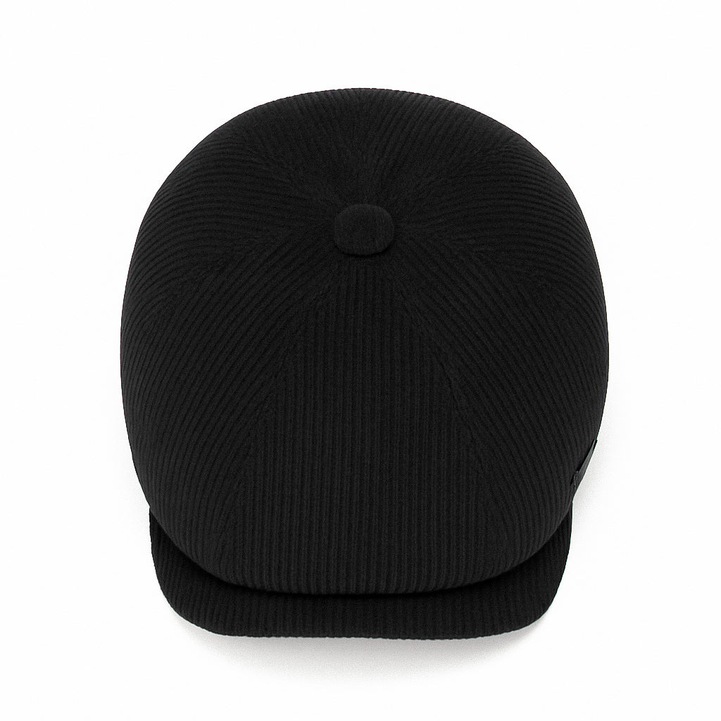 Black Corduroy Newsboy Cap