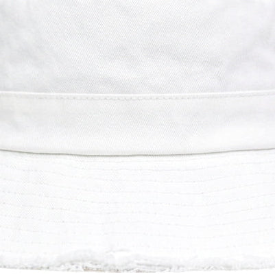 White Ripped Bucket Cap