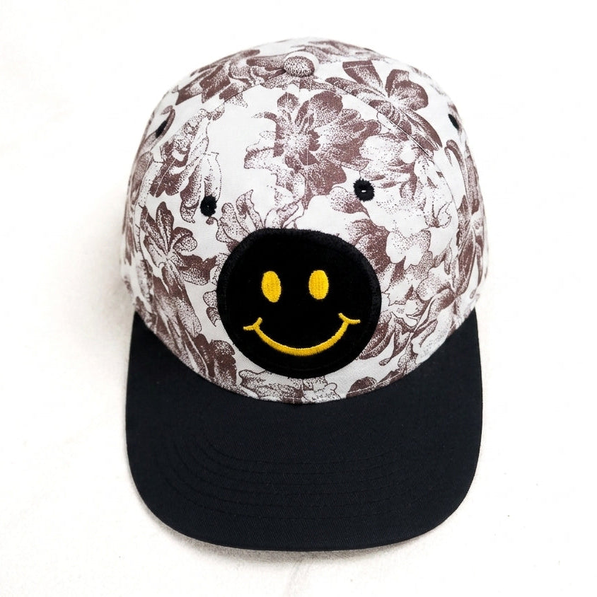 Black Smiley Snapback Cap
