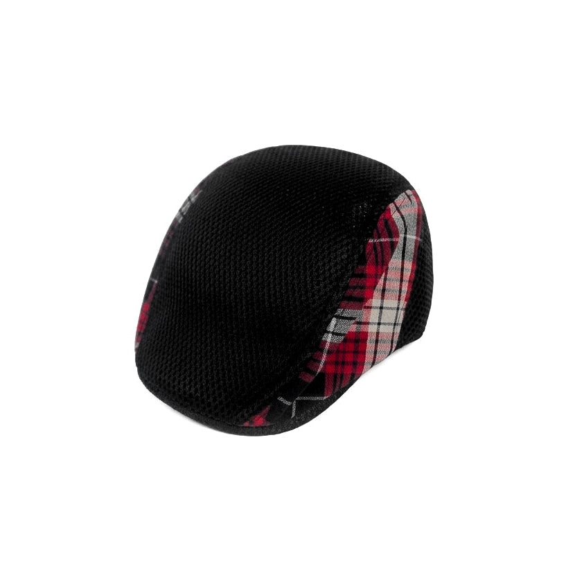 Black and Red Checked Vintage Newsboy Cap