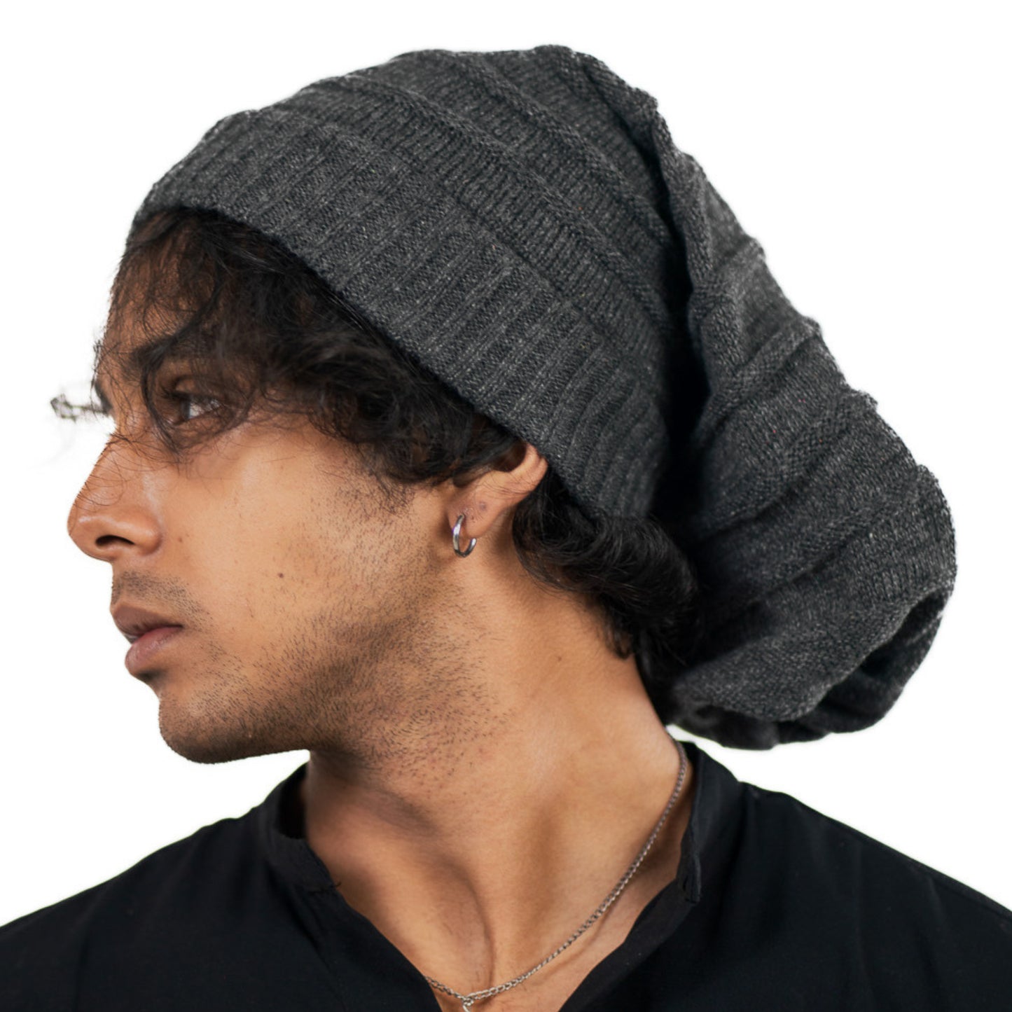Oversized Charcoal Grey Beanie