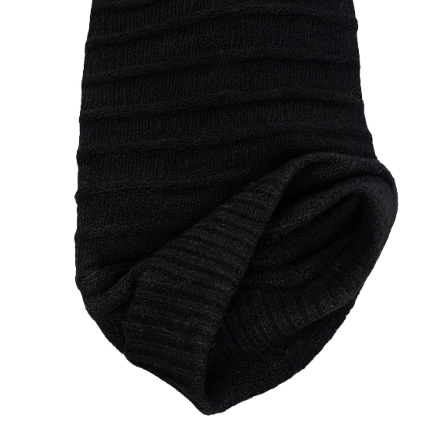 Oversized Checked Black Beanie