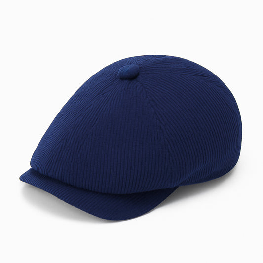 Navy Blue Corduroy Newsboy Cap