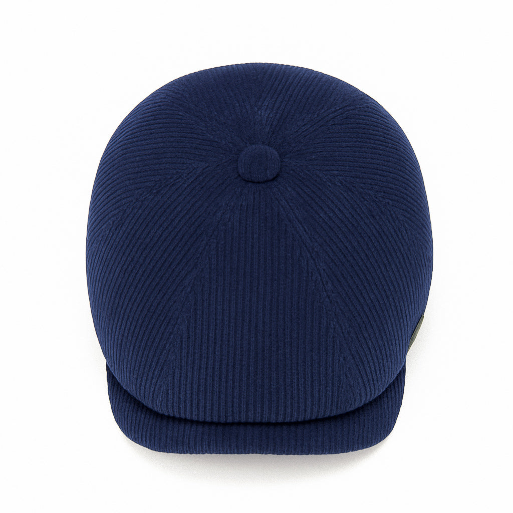 Navy Blue Corduroy Newsboy Cap