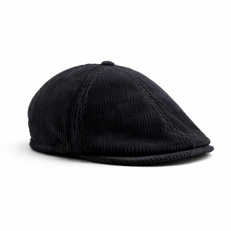 Black Corduroy Newsboy Cap