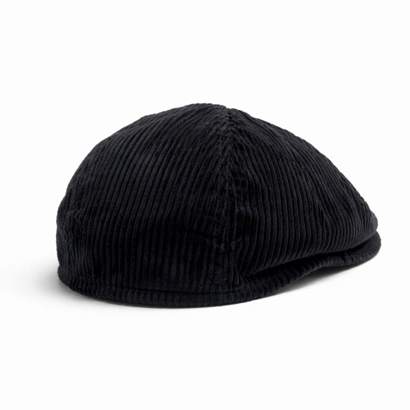 Black Corduroy Newsboy Cap