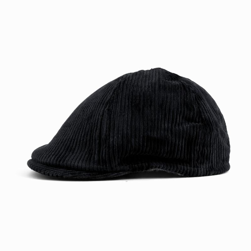 Black Corduroy Newsboy Cap