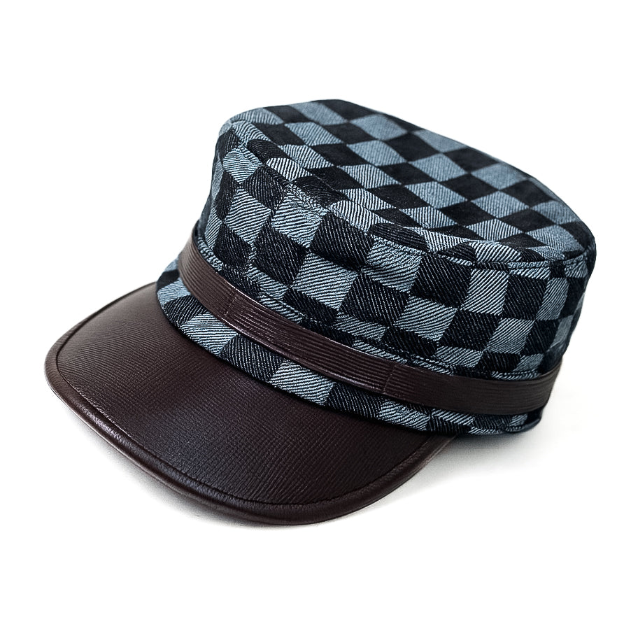 Walnut Grid Leather Cap