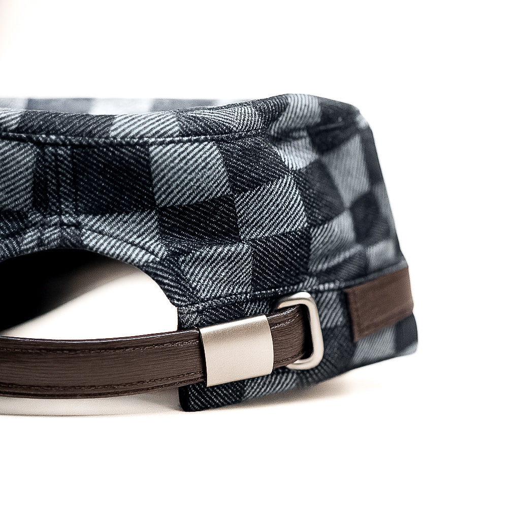 Walnut Grid Leather Cap
