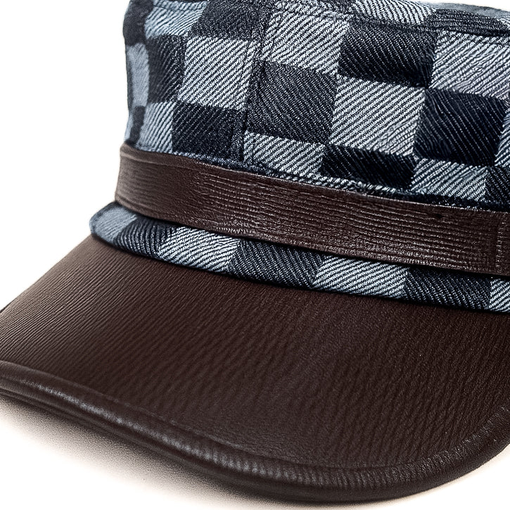 Walnut Grid Leather Cap
