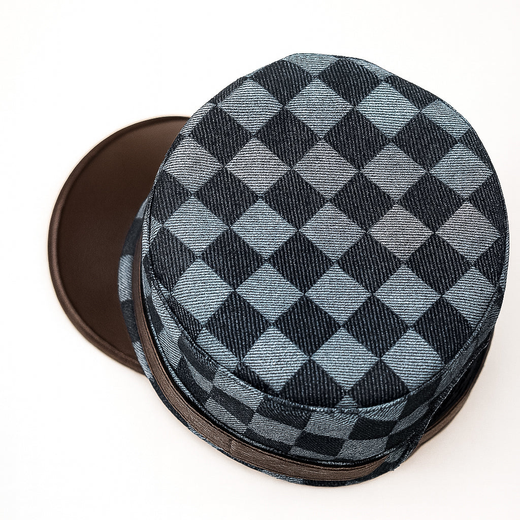 Walnut Grid Leather Cap