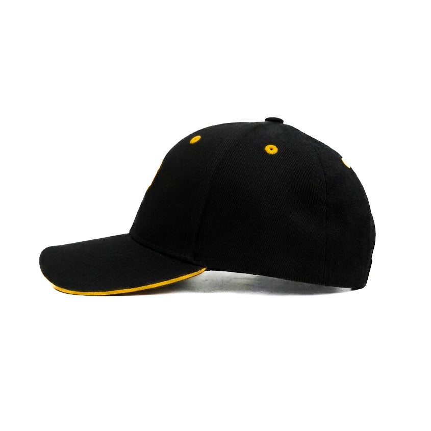 Yellow P Engraved Black Snapback Cap