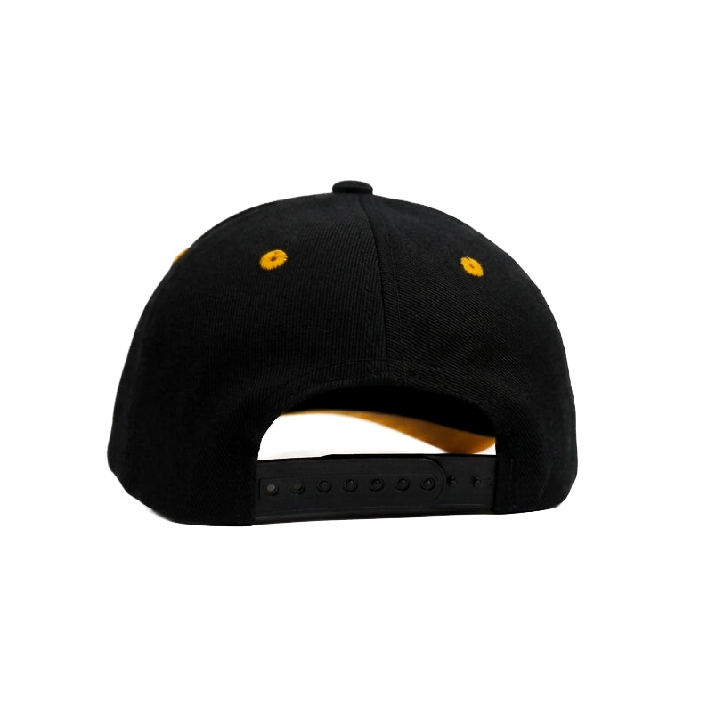Yellow P Engraved Black Snapback Cap