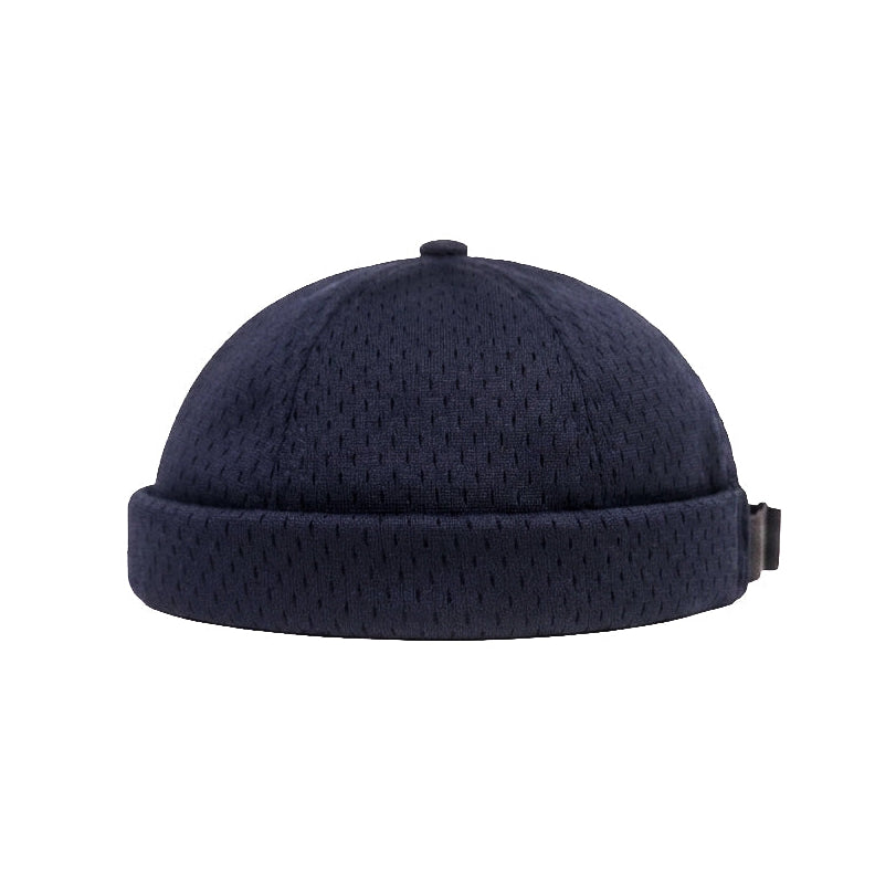 Navy Blue Satin Docker Cap