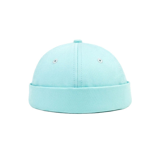 Cyan Blue Satin Docker Cap