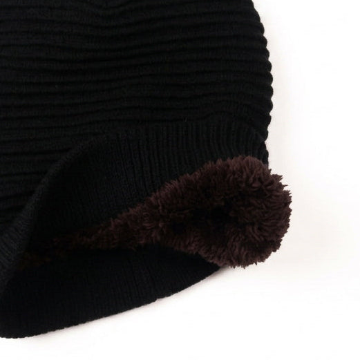 Black Long Stripped Beanie