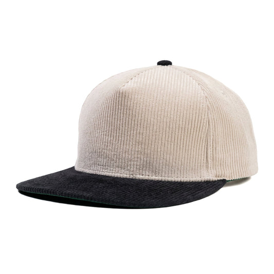 Relaxed Corduroy Snapback - Vanilla and Mesh Black