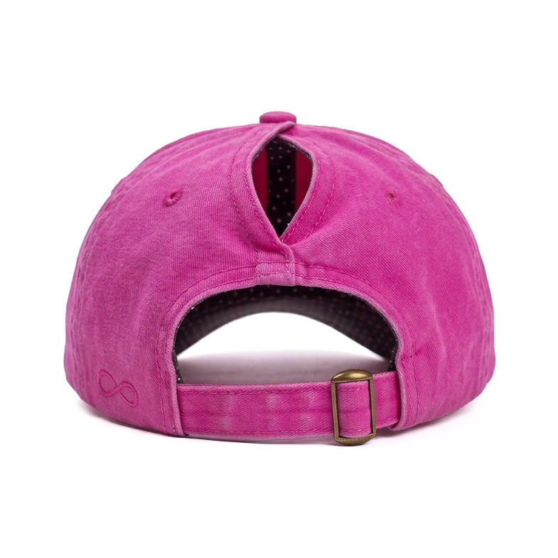 Ponytail Scrubbed Deep Pink Denim Cap