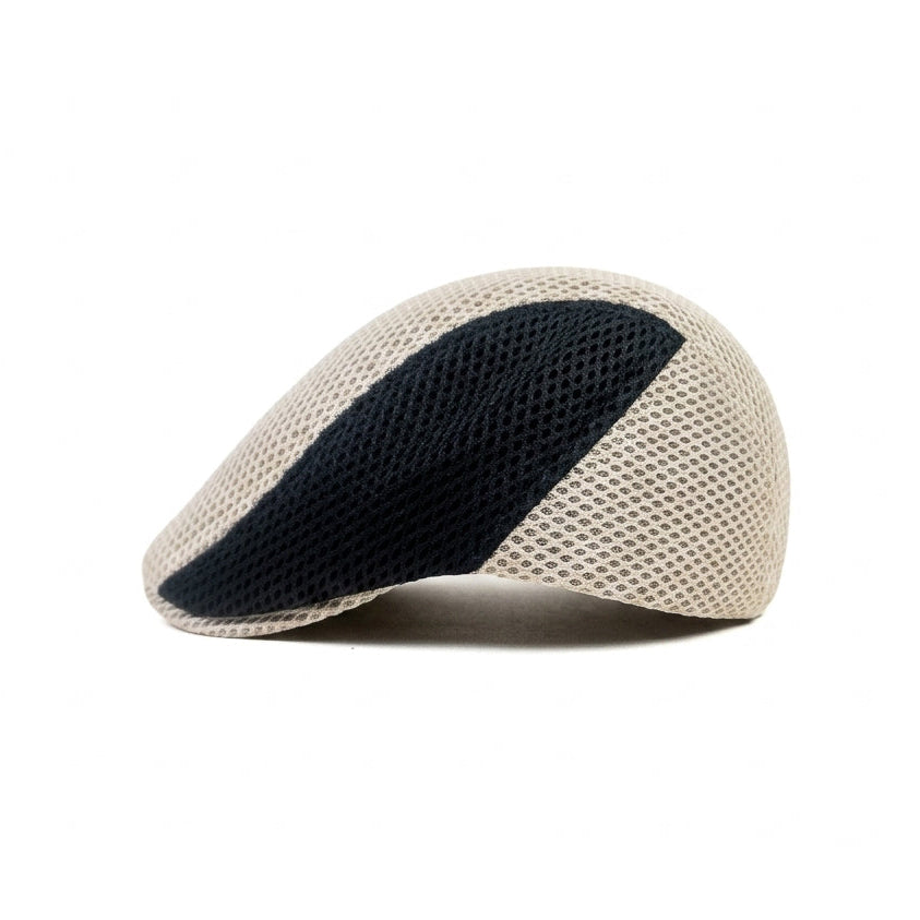 White Black Vintage Newsboy Cap