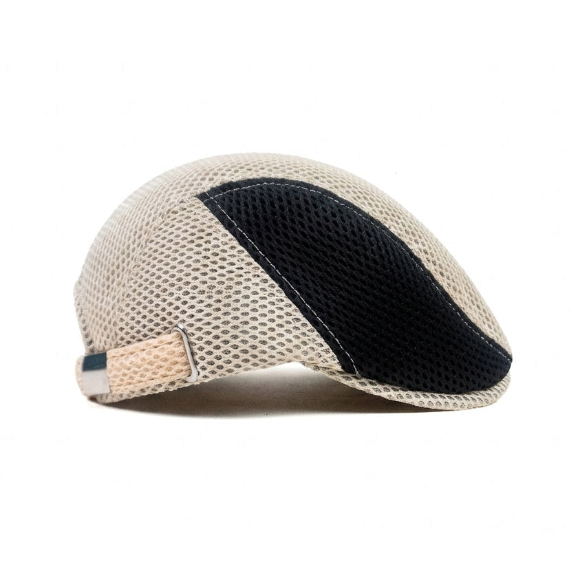White Black Vintage Newsboy Cap