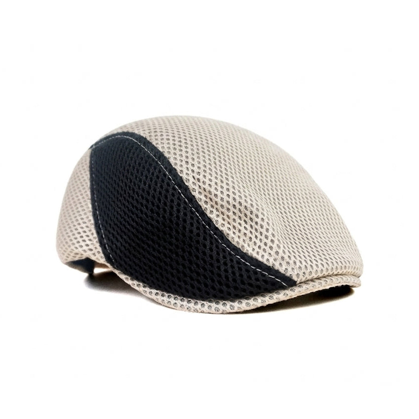 White Black Vintage Newsboy Cap