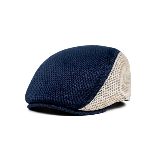 Blue White Vintage Newsboy Cap