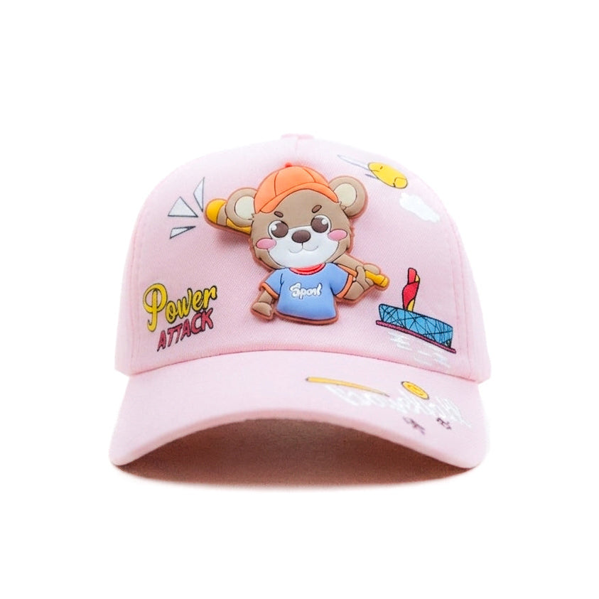 Pink Teady Power Attack  Kids Funday Baseball Cap