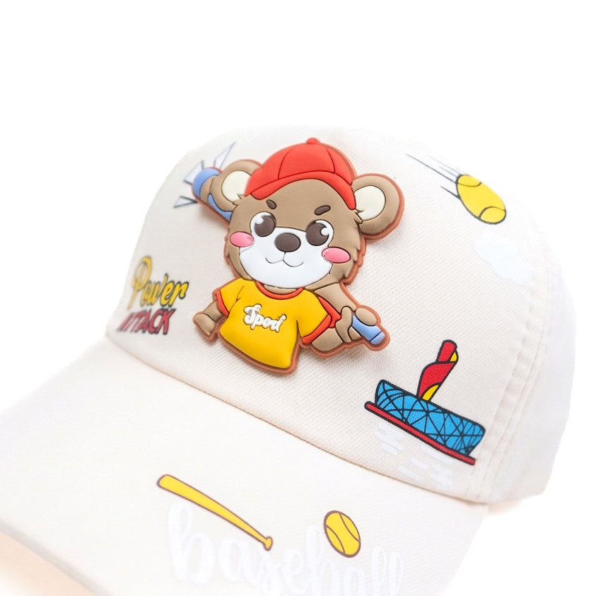 White Teady Power Attack  Kids Funday Baseball Cap
