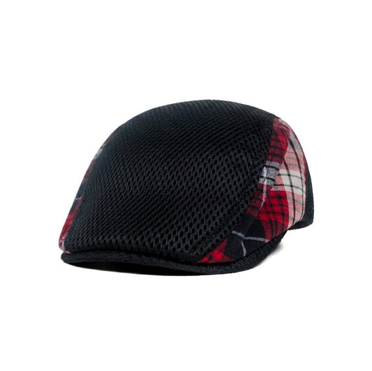 Black and Red Checked Vintage Newsboy Cap