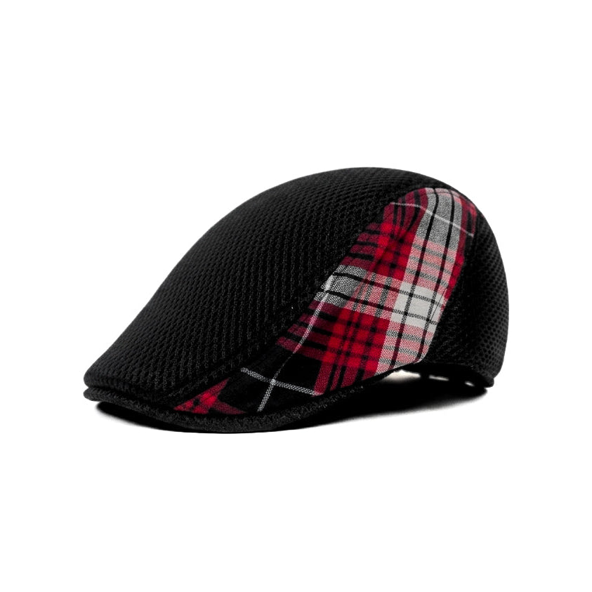 Black and Red Checked Vintage Newsboy Cap
