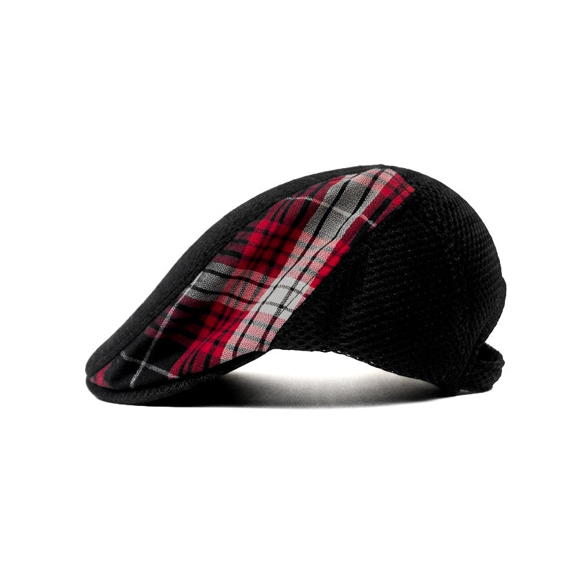 Black and Red Checked Vintage Newsboy Cap