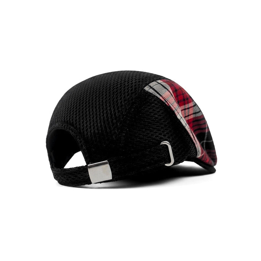 Black and Red Checked Vintage Newsboy Cap