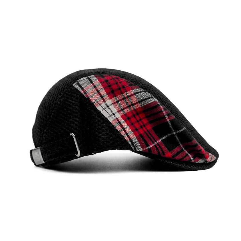 Black and Red Checked Vintage Newsboy Cap