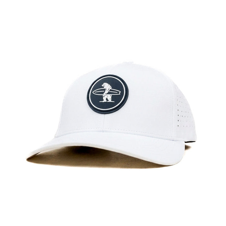 Surf Bear White Snapback Cap