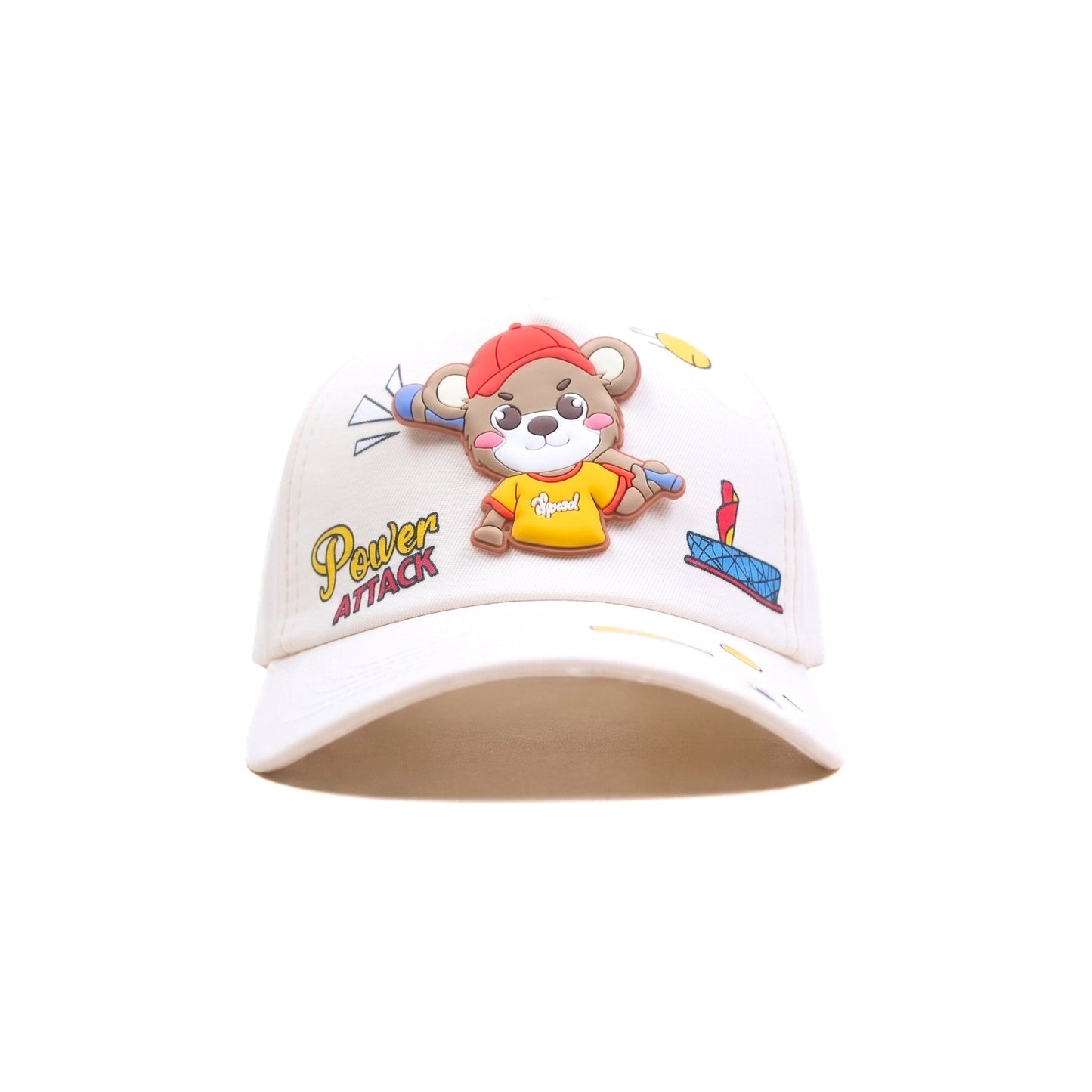 White Teady Power Attack  Kids Funday Baseball Cap