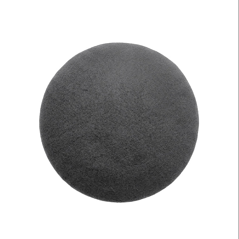 A dark gray felt or wool circular hat, shown against a plain white background.