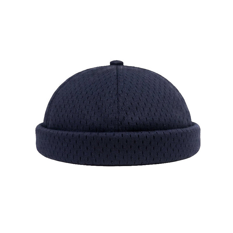 Navy Blue Satin Docker Cap