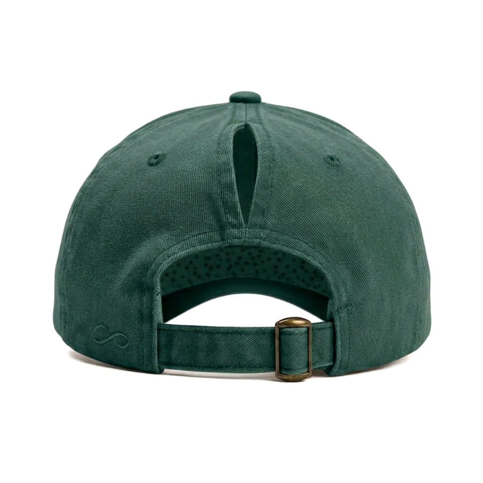 Ponytail Scrubed Deep Green Jeans Cap