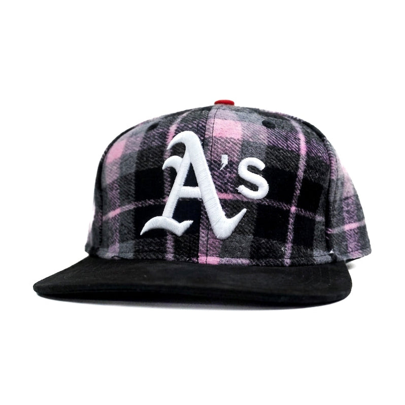 A's Pink Black Snapback Cap