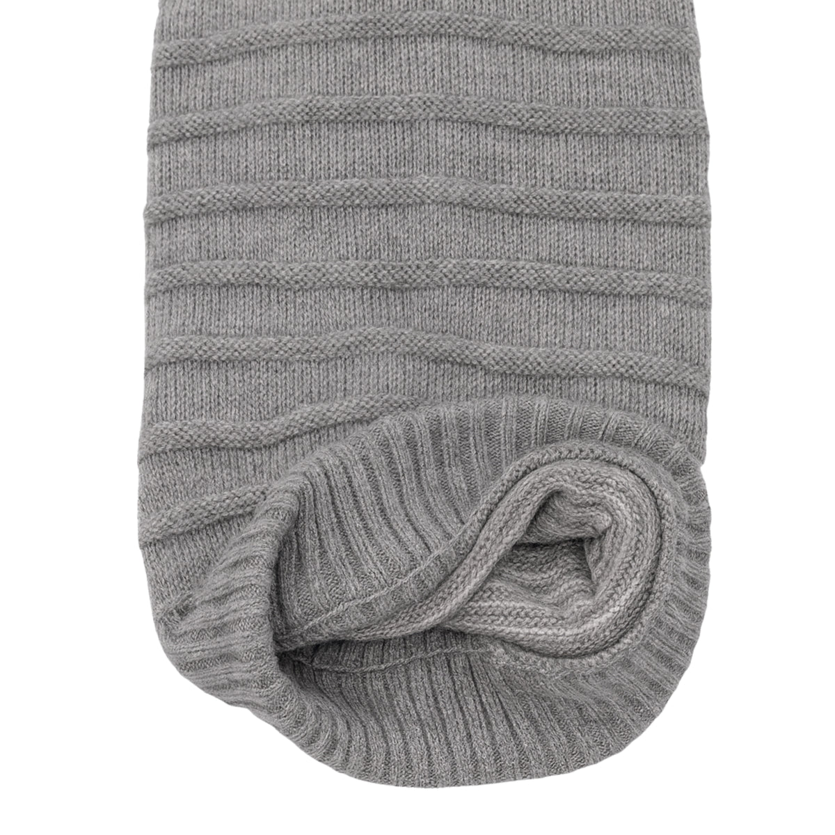 Gray ribbed beanie with polyster inner photographed  on a white background