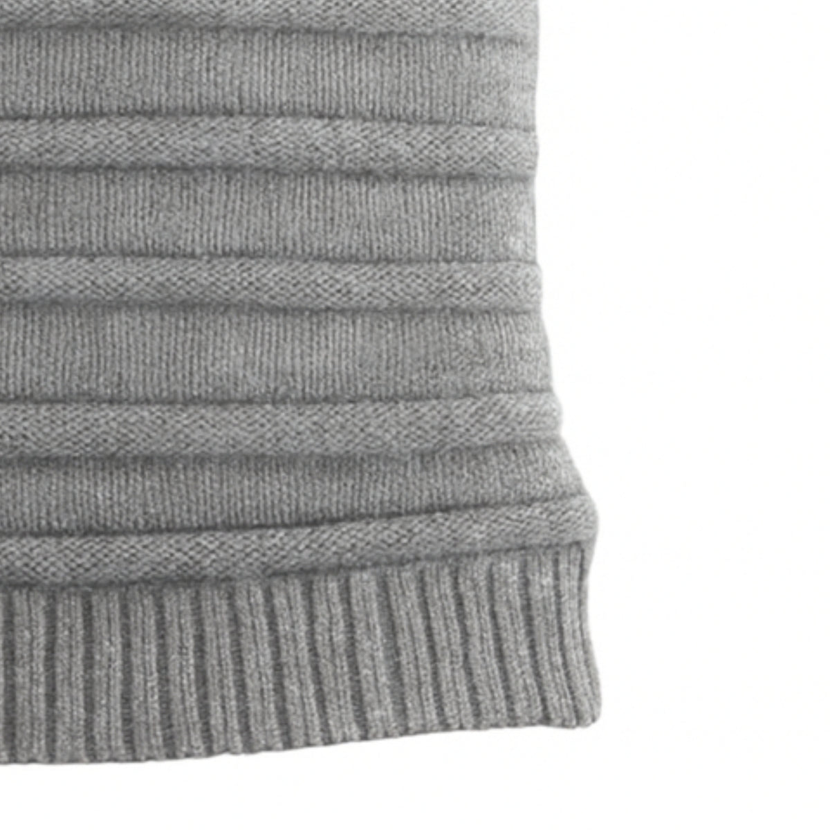 Gray ribbed beanie with polyster inner photographed  on a white background