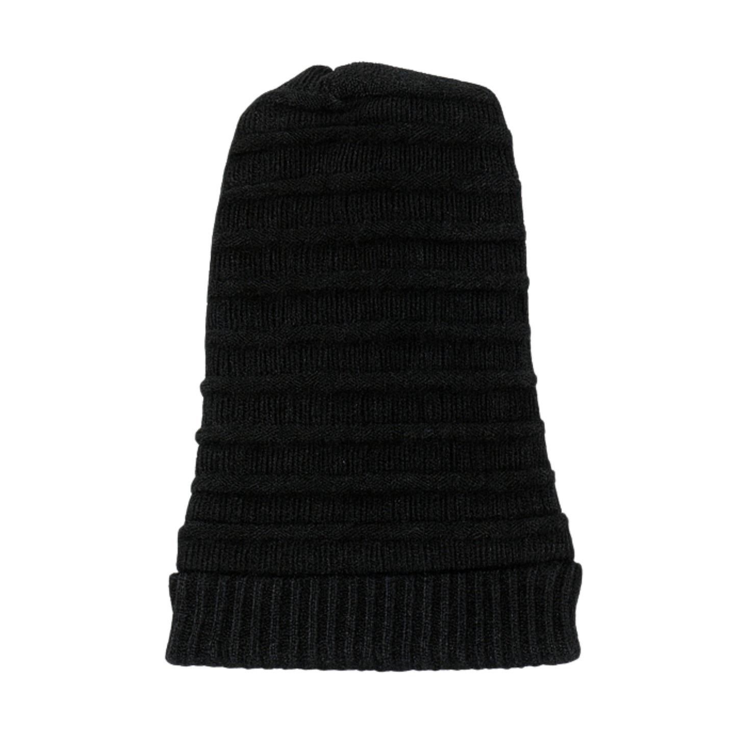 Oversized Checked Black Beanie