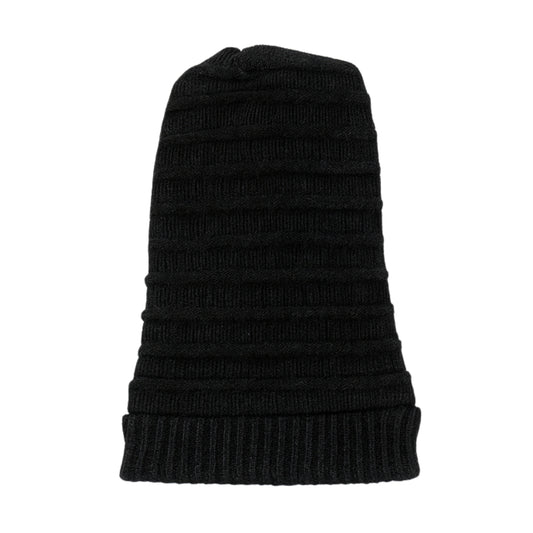 Oversized Checked Black Beanie