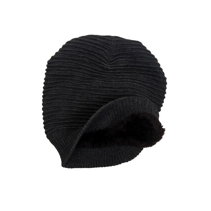 Deep Grey Long Stripped Beanie