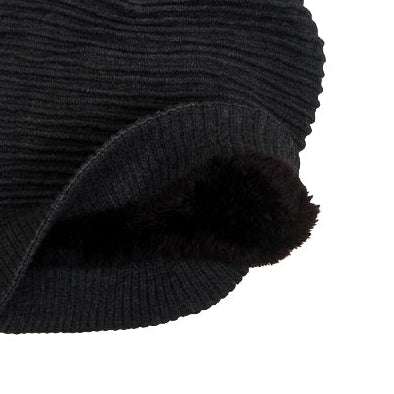 Deep Grey Long Stripped Beanie