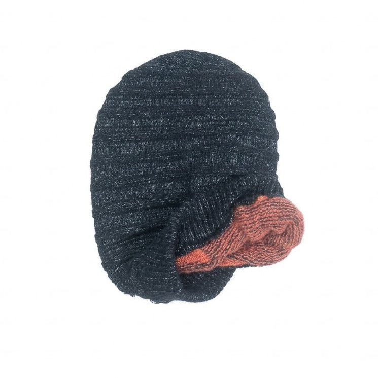 Oversized Navy Polkadots  Beanie