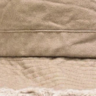 Beige Ripped Bucket Cap