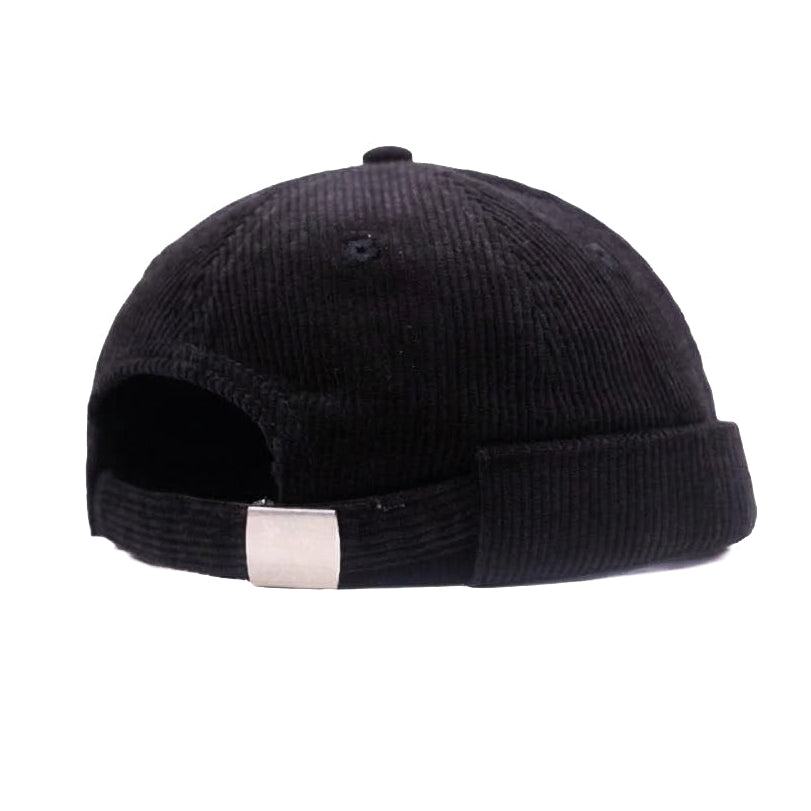 Black Courdoroy Newsboy Cap